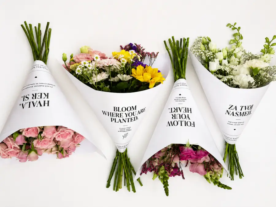Minimalistični lifestyle šopki v elegantnem belem ovoju z modernimi tipografskimi napisi na čistem belem ozadju.